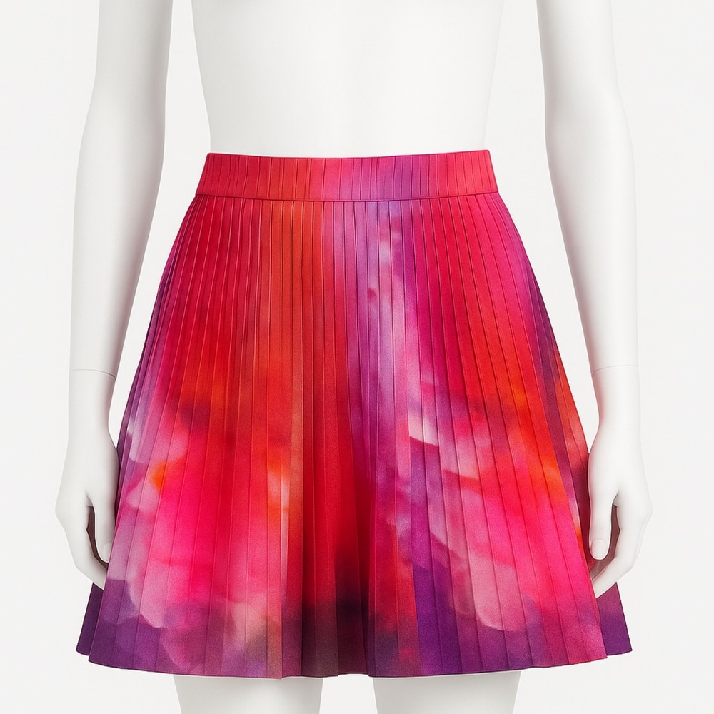 Vivienne Tam Watercolors Pink/Purple Pleated Skirt Size P Great Condition